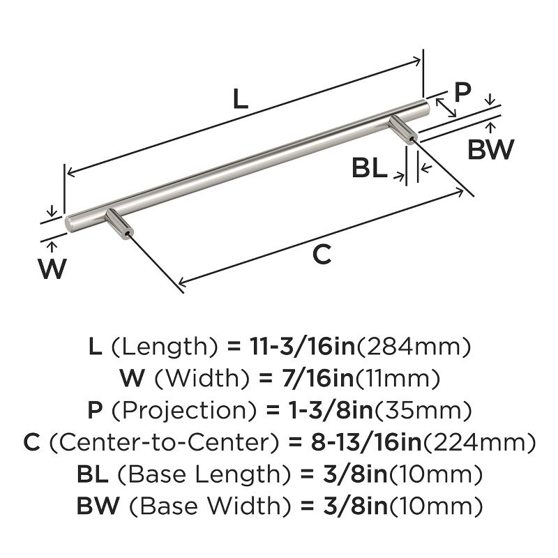 Bar Pulls 8-13/16 inch (224mm) Center-to-Center