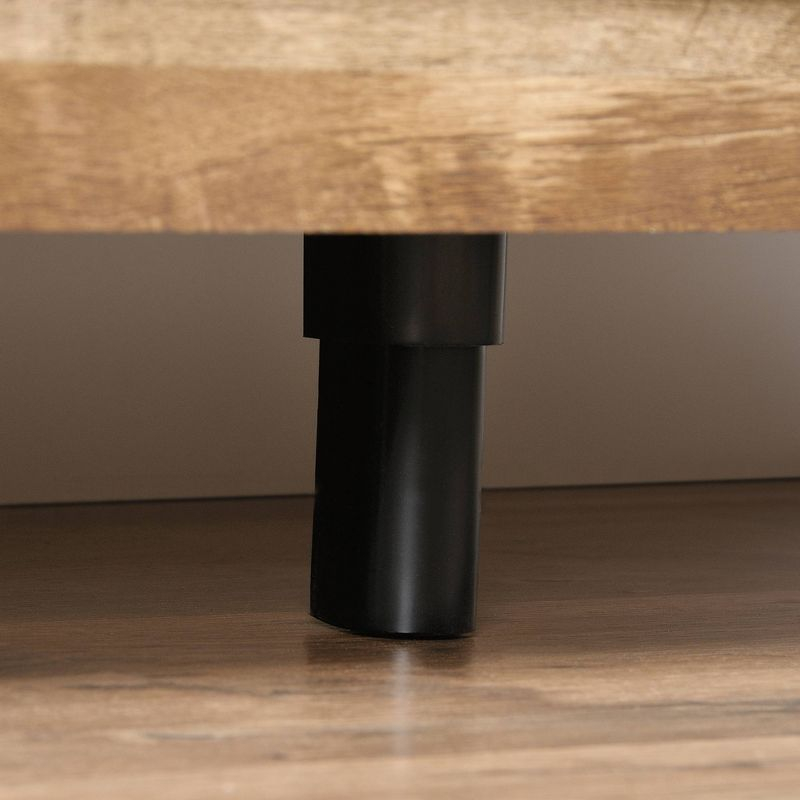 Dakota Pass TV Stand for TVs up to 70" Dark Brown - Sauder: Craftsman Oak Finish, Sliding Doors, Adjustable Storage
