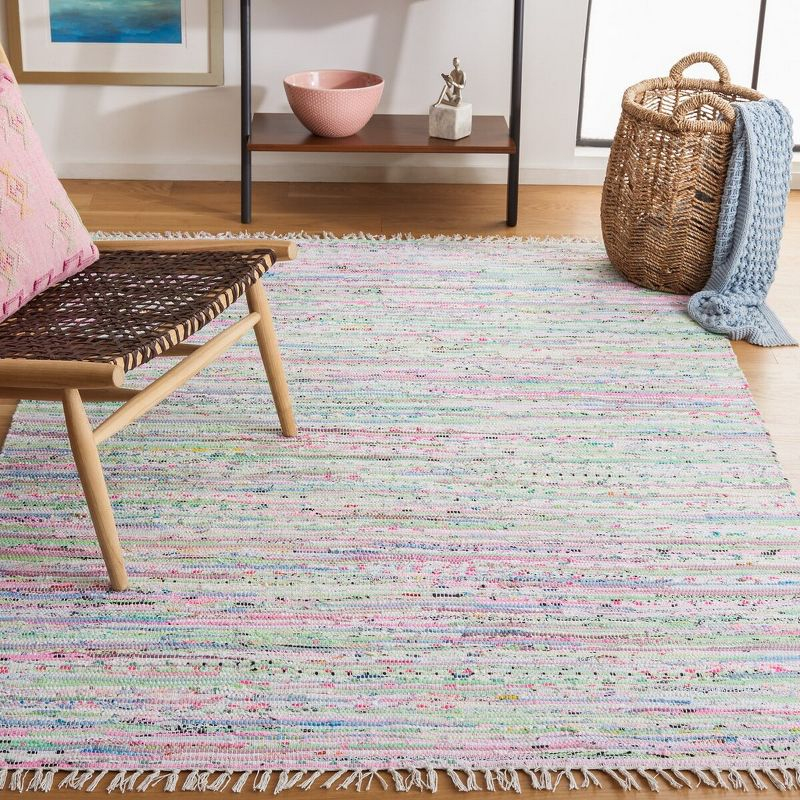 Rag Rug RAR125 Hand Woven Indoor Area Rug - Light Green/Multi - 6'x9' - Safavieh.