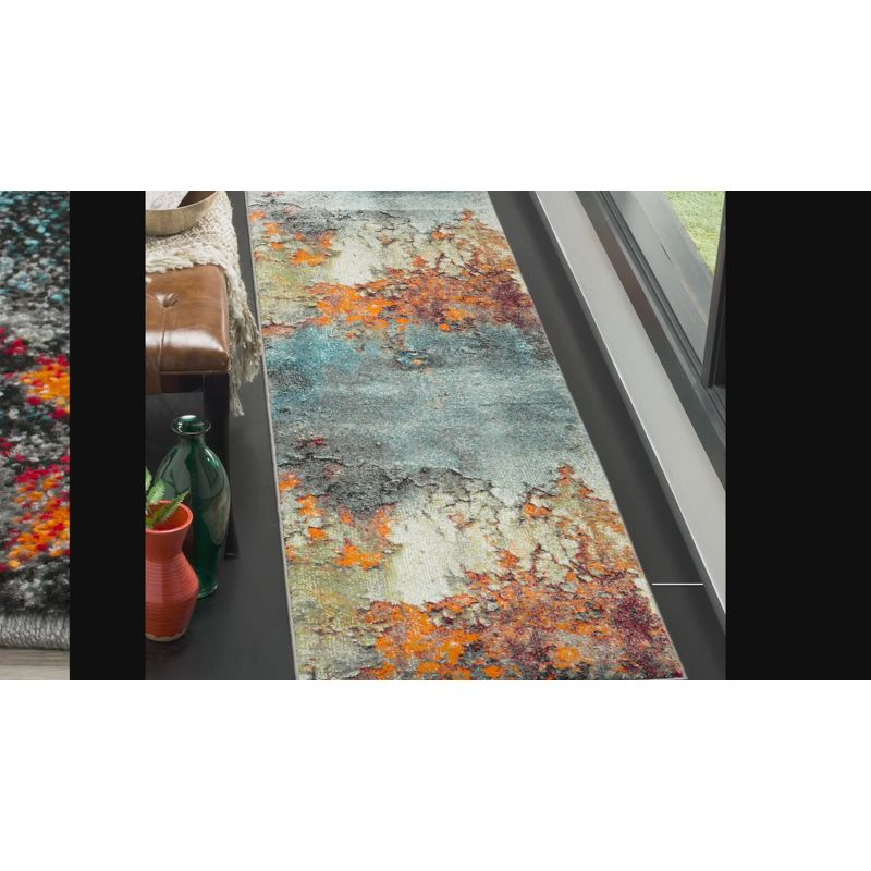 Glacier GLA125 Power Loomed Indoor Runner - Blue/Multi - 2'7"x5' - Safavieh
