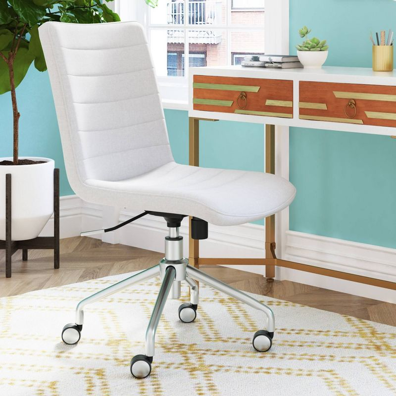 Adelaide Task Chair French Ivory - Adore Decor: Sturdy, Swivel, Adjustable Height, Metal Legs