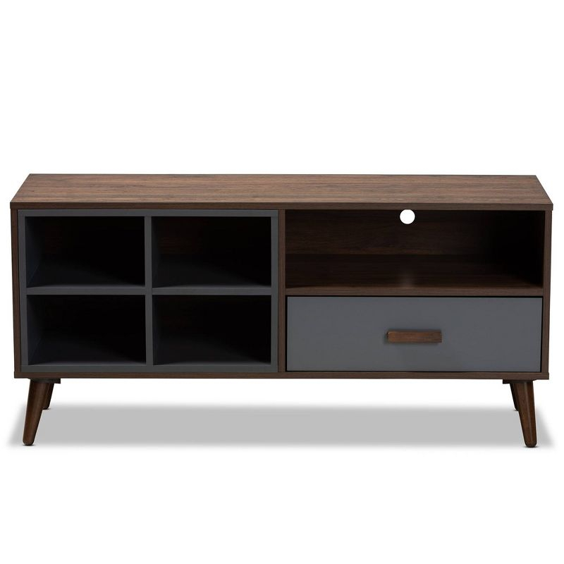 Garrick Two-Toned Wood 1 Drawer TV Stand for TVs up to 50" Gray/Walnut Brown - Baxton Studio