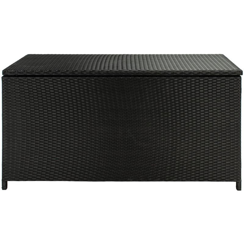 Oliveira Outdoor Cushion Deck Box - Black/White Cushion - Safavieh