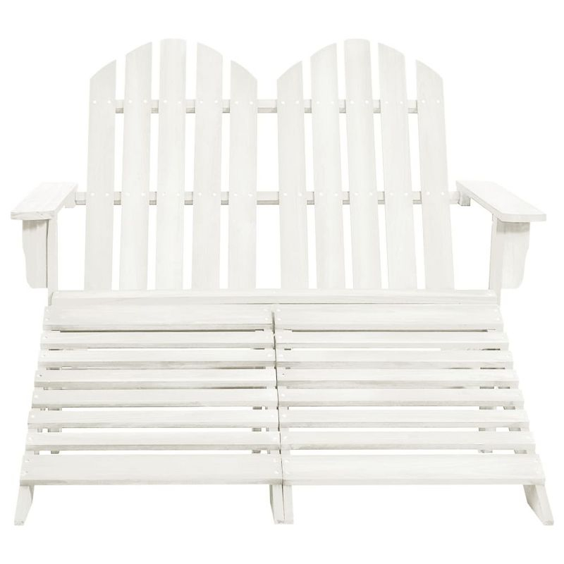 vidaXL 2-Seater Patio Adirondack Chair&Ottoman Fir Wood White