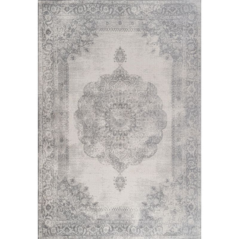 3'x5' Rosalia Cottage Medallion Area Rug, Gray/Ivory - JONATHAN Y