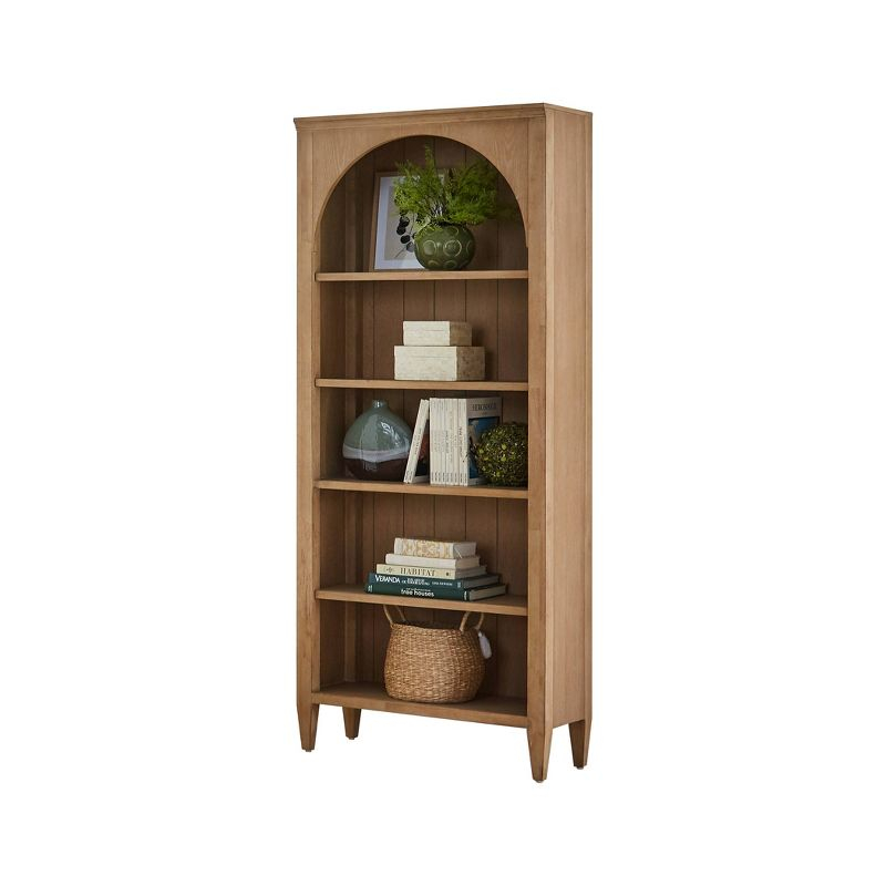 Martin Furniture 78" Modern Wood Open Bookcase Laurel Collection Light Brown: No Assembly, 3-Tier Storage
