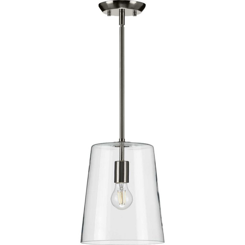 Progress Lighting, Clarion, 1-Light Pendant, Matte Black, Clear Glass Shade