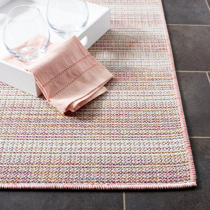 Hampton HTN231 Power Loomed Indoor/Outdoor Area Rug - Pink Ivory/Multi - 8'x10' - Safavieh.