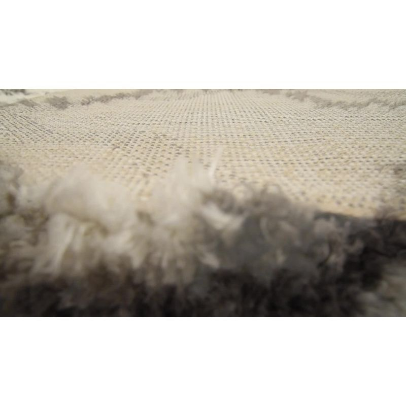 3'x5' Marrakesh Shag Trellis Area Rug, Ivory/Charcoal - JONATHAN Y