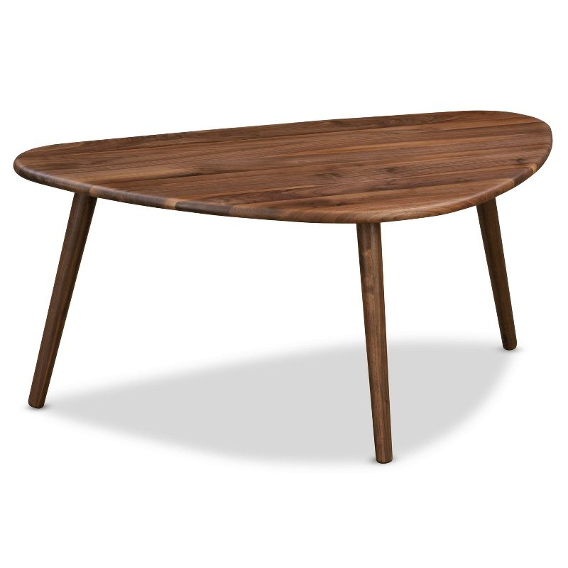 Poly & Bark Forma Coffee Table American Black Walnut: Mid Century Solid Wood, Half Moon Shape, 17" Height