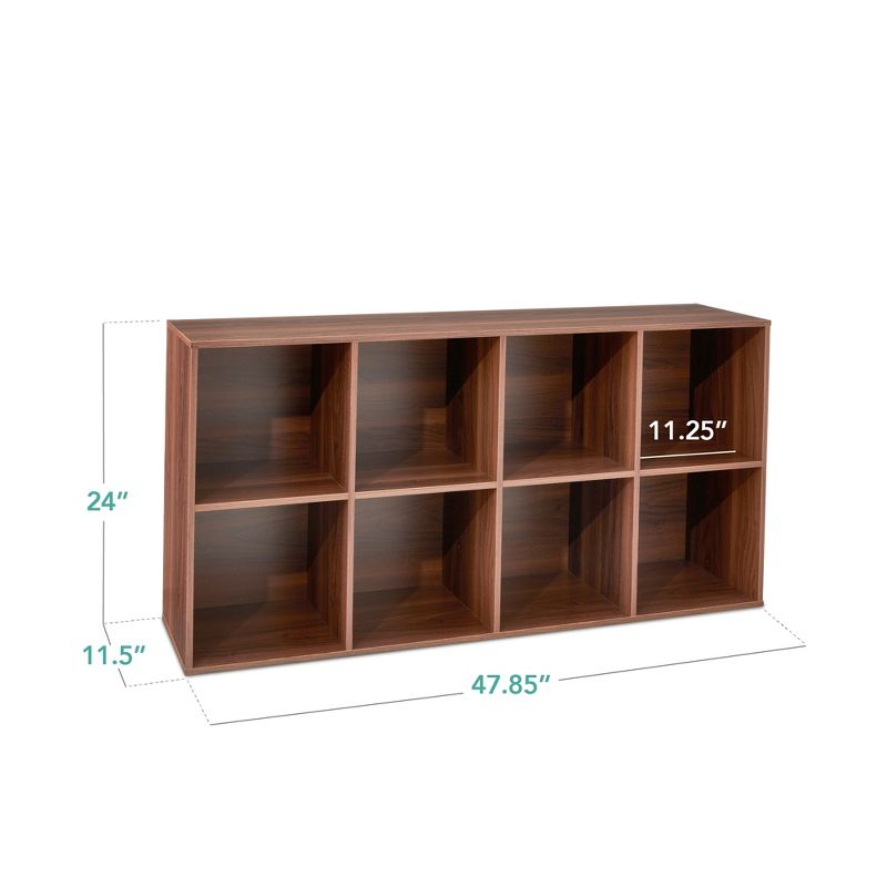 Best Choice Products 8-Cube Bookshelf, 11in Display Storage System, Organizer w/ Removable Back Panels - Walnut
