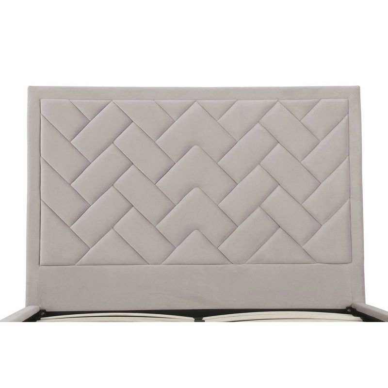 Manhattan Comfort Queen Crosby Modern Velvet Upholstered Bed Greige