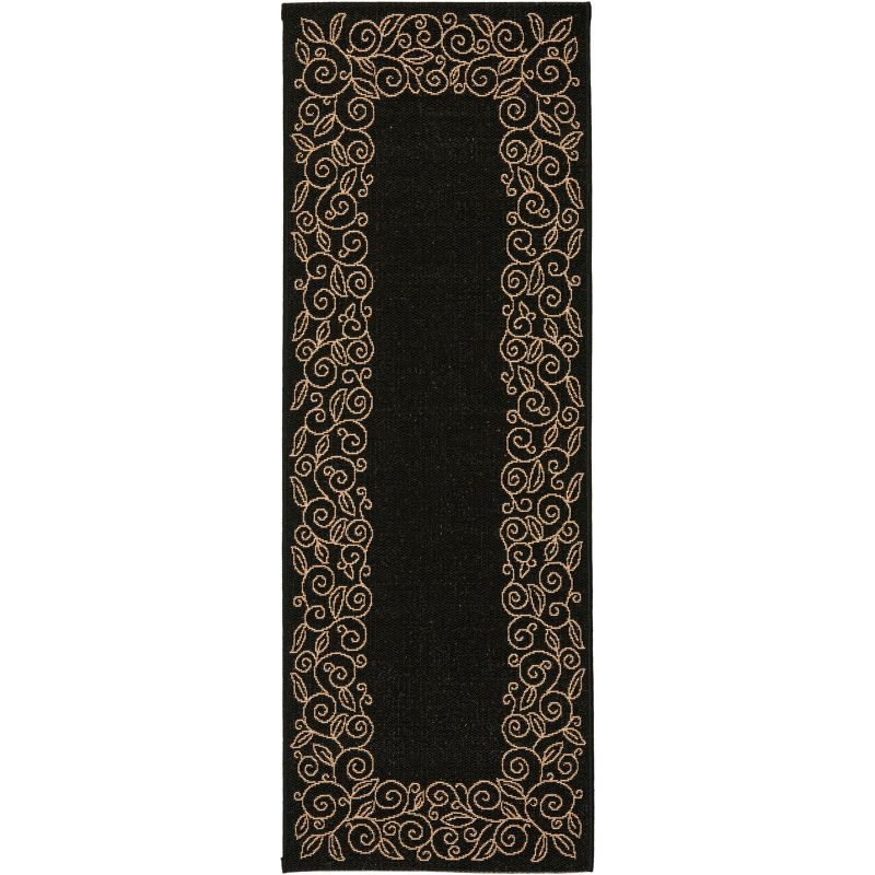 Courtyard CY5139 Power Loomed Indoor and Outdoor Runner Rug - Black/Beige - 2'3"x6'7" - Safavieh
