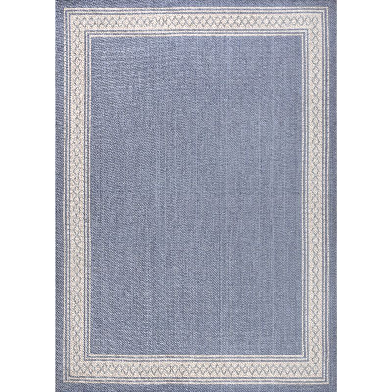 3' x 5' Lucia Classic Diamond Border Indoor/Outdoor Area Rug, Blue/Cream - JONATHAN Y