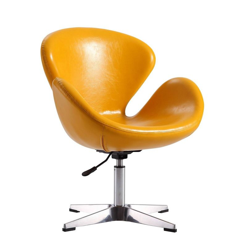 Set of 2 Raspberry Faux Leather Adjustable Swivel Chairs Yellow - Manhattan Comfort