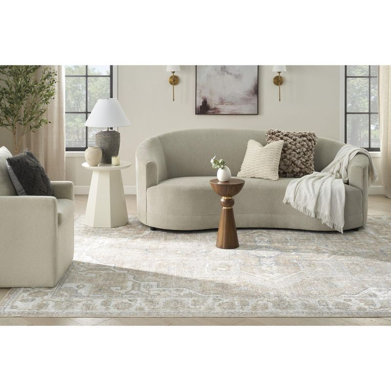 Nourison Astra Machine Washable Vintage Medallion Indoor Rug Beige 6'7" x 9'