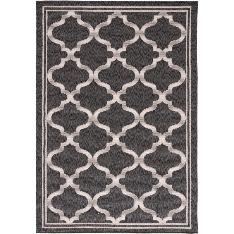 Bermuda BMU810 Machine Washable UV & Stain Resistant Non-Shedding Power Loomed Indoor/Outdoor Area Rug - Charcoal/Ivory - 5'3"x7'6" - Safavieh