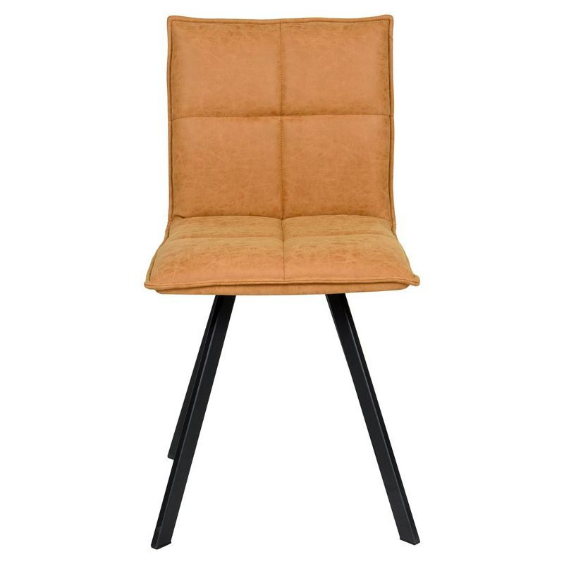 LeisureMod Wesley Modern Vegan Leather Dining Chair with Black Metal Legs - Durable and Easy to Clean, Perfect for Dining Rooms, Light Brown