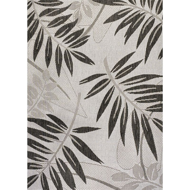 8' x 10' Havana Tropical Palm Leaf Indoor/Outdoor Area Rug, Gray/Black - JONATHAN Y