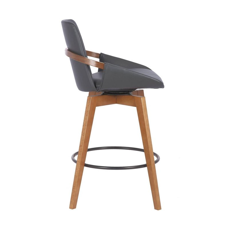 26" Baylor Faux Leather Wood Swivel Counter Height Barstool Gray/Walnut - Armen Living