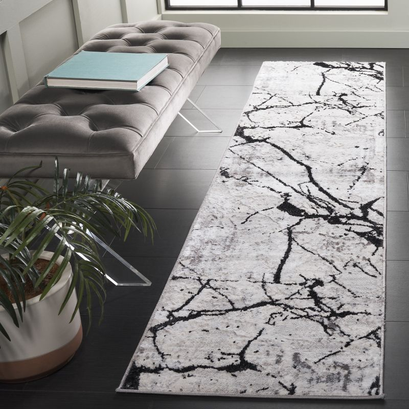 Amelia ALA293 Power Loomed Indoor Runner Rug - Grey/Black - 2'x14' - Safavieh