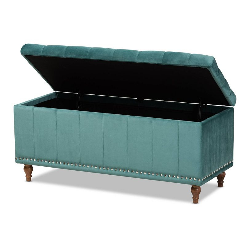 Kaylee Velvet Upholstered Button Tufted Ottoman Bench with Interior Storage - Baxton Studio