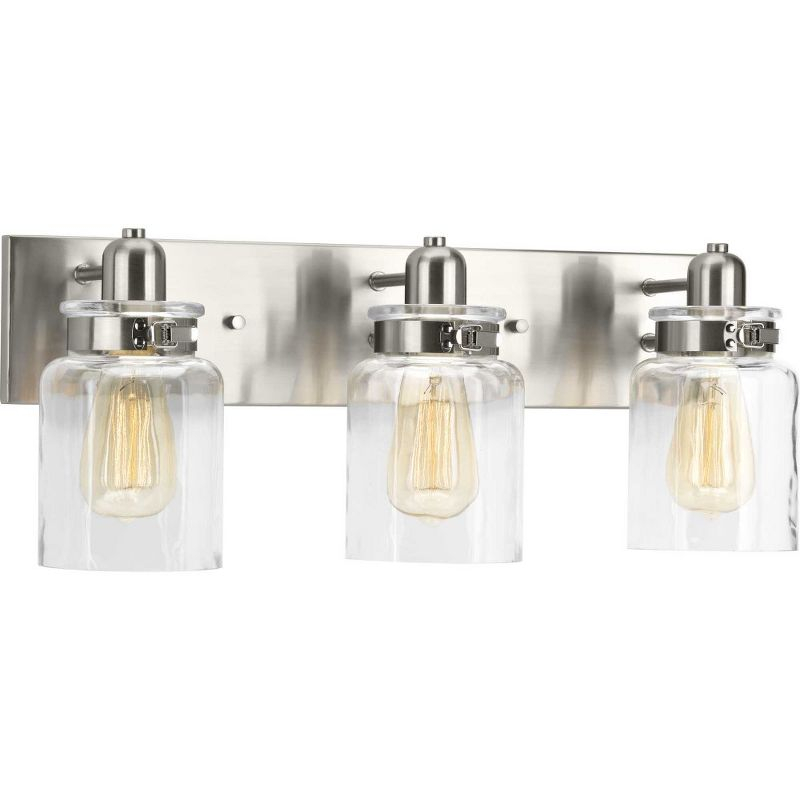 Progress Lighting Calhoun 3-Light Bath Vanity, Steel, Antique Bronze, Clear Glass Shade
