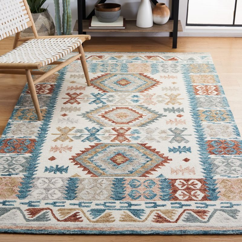 Micro-Loop MLP475 Hand Tufted Indoor Area Rug - Ivory/Blue - 8'x10' - Safavieh