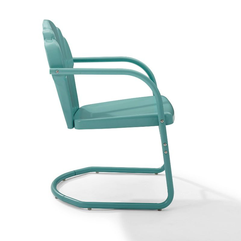 2pc Tulip Retro Metal Chair - Blue - Crosley: Steel Construction, Weather-Resistant, Vintage Design