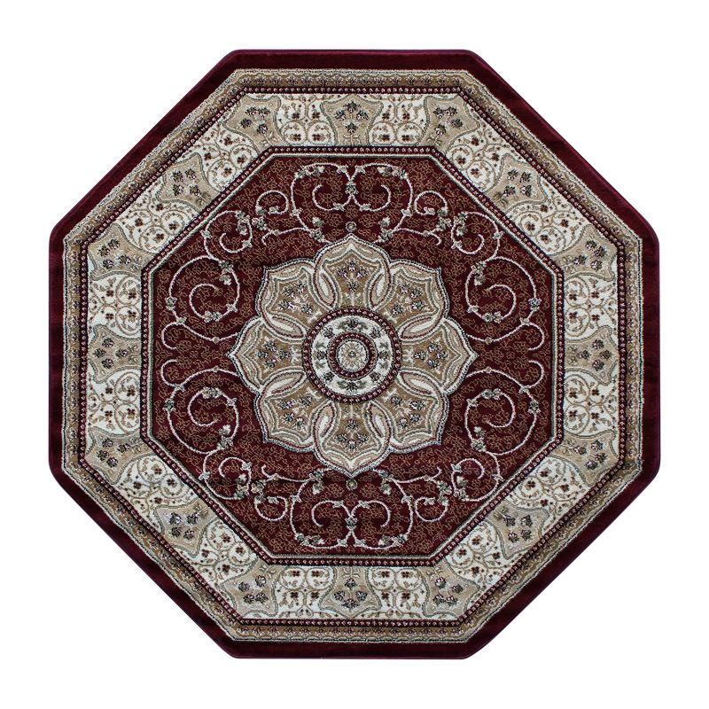 Masada Rugs Traditional Octagon Area Rug Design # 404 Burgundy (5 Feet 3 Inch X 5 Feet 3 Inch) Octagon
