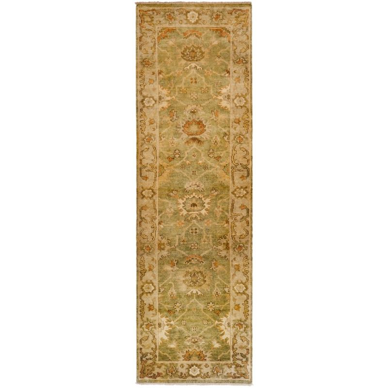 Oushak OSH115 Hand Knotted Runner Rug - Green/Beige - 3'x10' - Safavieh.
