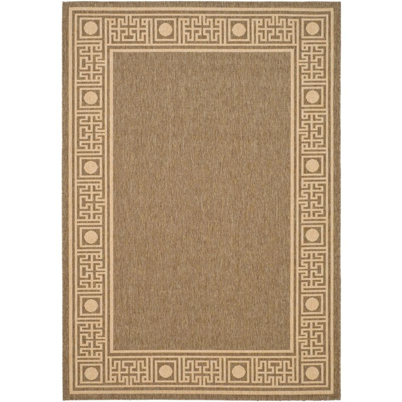 Courtyard CY5143 Power Loomed Indoor and Outdoor Area Rug - Dark Beig/Beige - 4'x5'7" - Safavieh