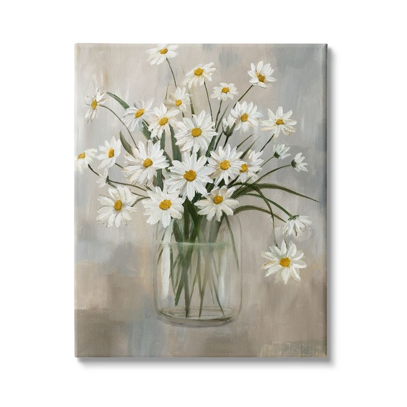 Stupell Industries Daisy Bloom Bouquet Potted Flowers Abstract Pattern Gallery Wrapped Canvas Wall Art, 16 x 20
