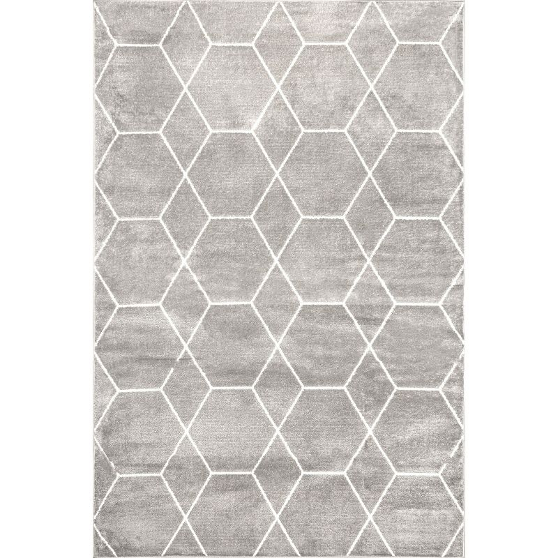 Nuloom Veronica Geometric 4x6 Indoor Area Rug for Living Room Bedroom Dining Room Kitchen, Grey/Ivory