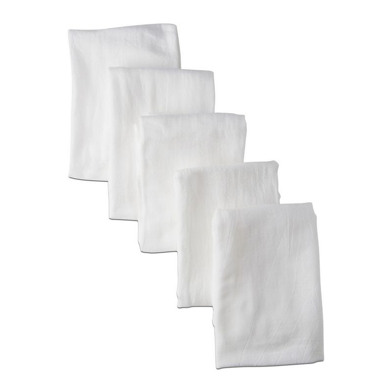tagltd Set of 5 White Cotton Flour Sack Dishtowels for Kitchen, 28x29 inches, Machine Washable Everyday Kitchen Textiles