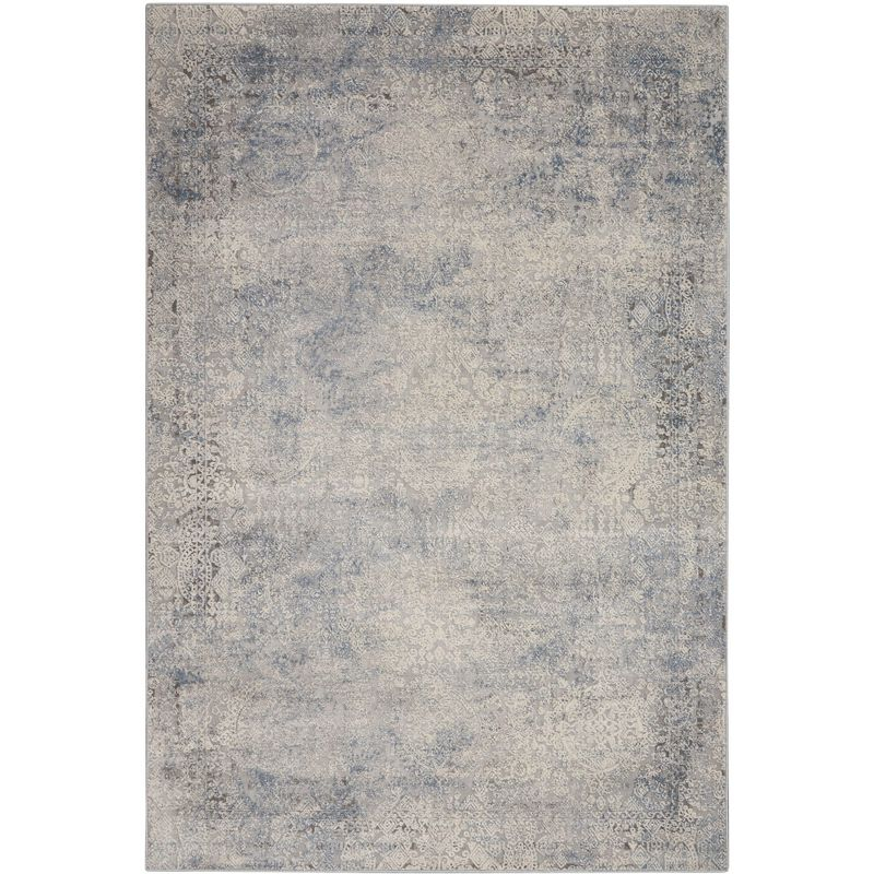 Nourison Rustic Textures Vintage Persian Indoor Area Rug Ivory Light Blue 5'3" x 7'3"