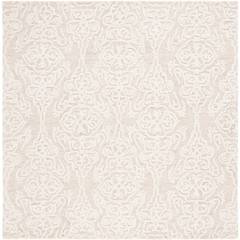 Blossom BLM112 Hand Tufted Indoor Area Rug - Beige/Ivory - 4'x4' - Safavieh