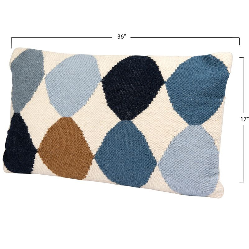 Storied Home Woven Wool Blend Pattern Lumbar Pillow, Multicolor