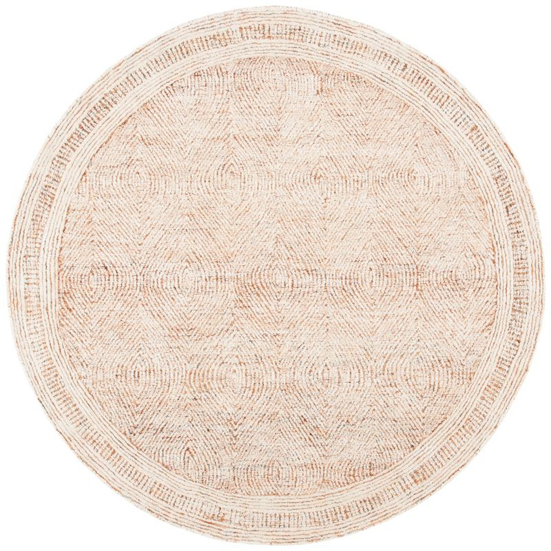 Abstract ABT340 Handmade Indoor Area Rug - Ivory/Rust - 4' Round - Safavieh