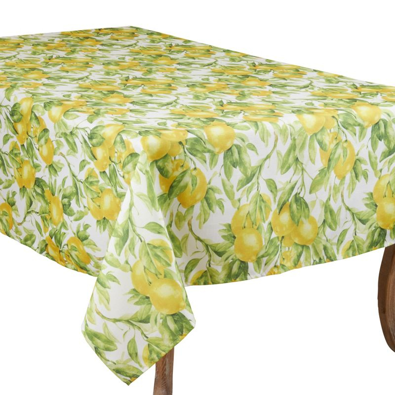Saro Lifestyle Casual Tablecloth With Printed Lemon Design, Multi, 65" x 90"