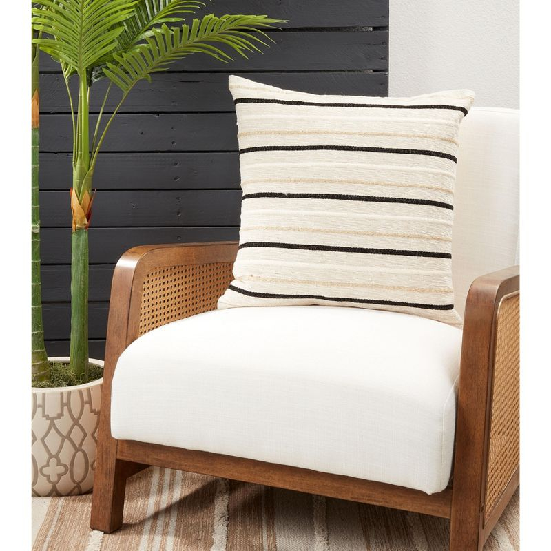 Saro Sonny Collection Striped Cotton Reversible Throw Pillow