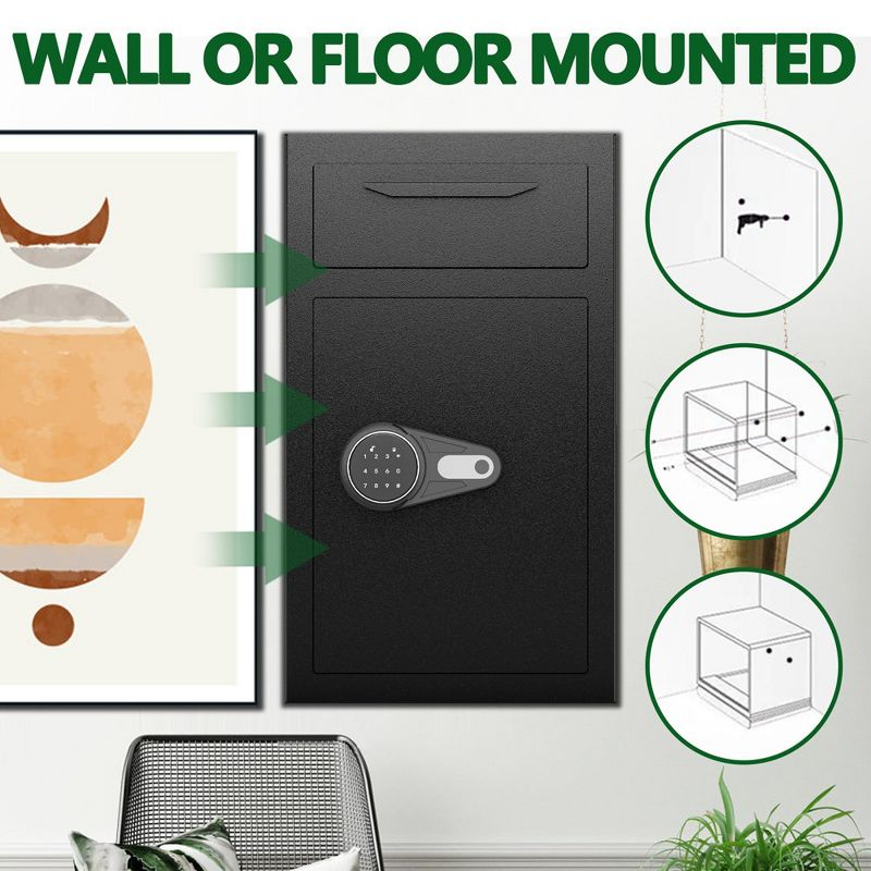 Depository Drop Safe, Anti-Theft Money Drop Slot Safes with Digital Keypad and Spare Keys, Heavy Duty Money Safe Box for Home Office