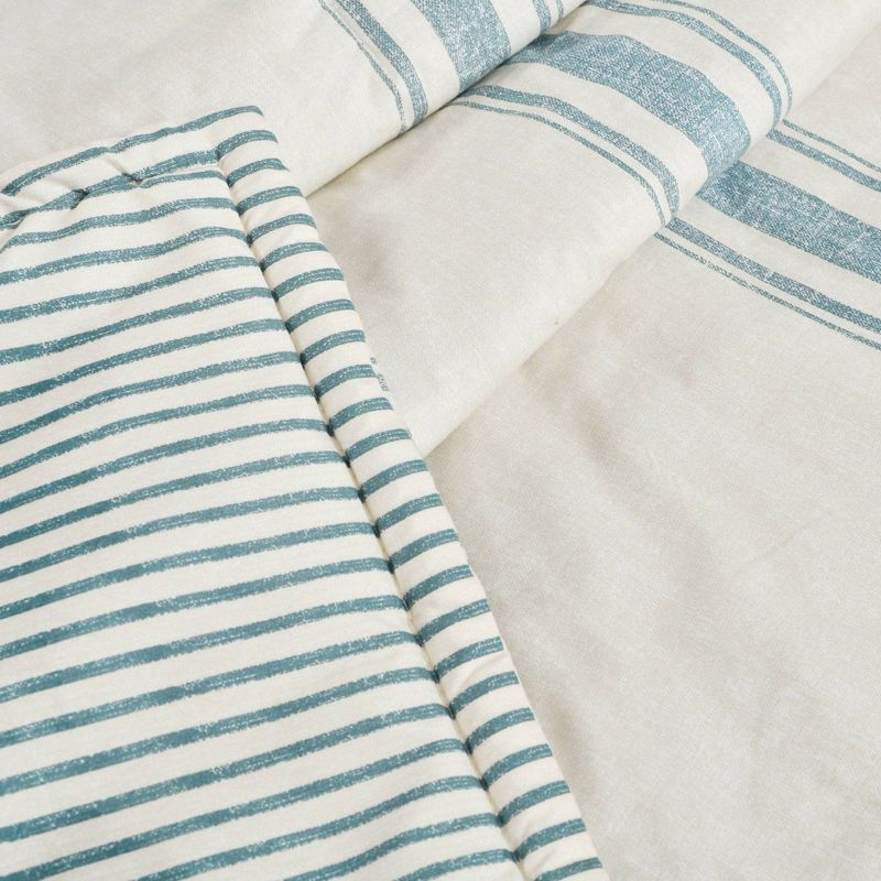 Lush Décor 50"x60" Farmhouse Stripe Throw Blanket Blue