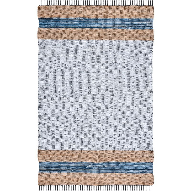 Vintage Leather W/ Fringes VTL602 Hand Woven Indoor Area Rug - Grey/Natural - 5'x8' - Safavieh