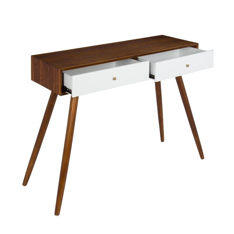 Kate and Laurel Finco Rectangle Wood Console Table, 36x12x30, Walnut Brown and White
