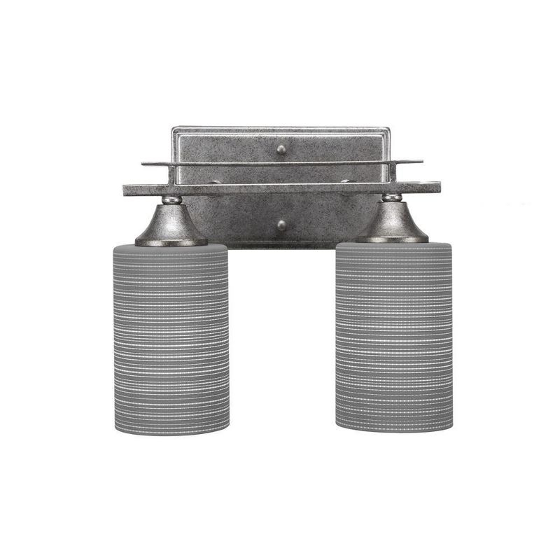 Toltec Lighting Uptowne 2 - Light Vanity in  Aged Silver with 4" Gray Matrix Shade