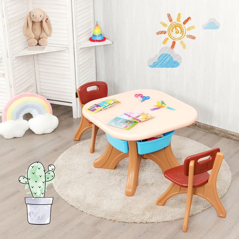 Infans Children Kids Activity Table & Chair Set Play Furniture W/Storage Indoor/Outdoor