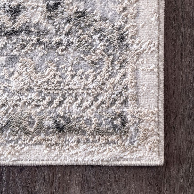 Nuloom Madisson Medallion 2x8 Runner Indoor Area Rug for Living Room Bedroom Dining Room Entryway Hallway Kitchen, Grey/Ivory