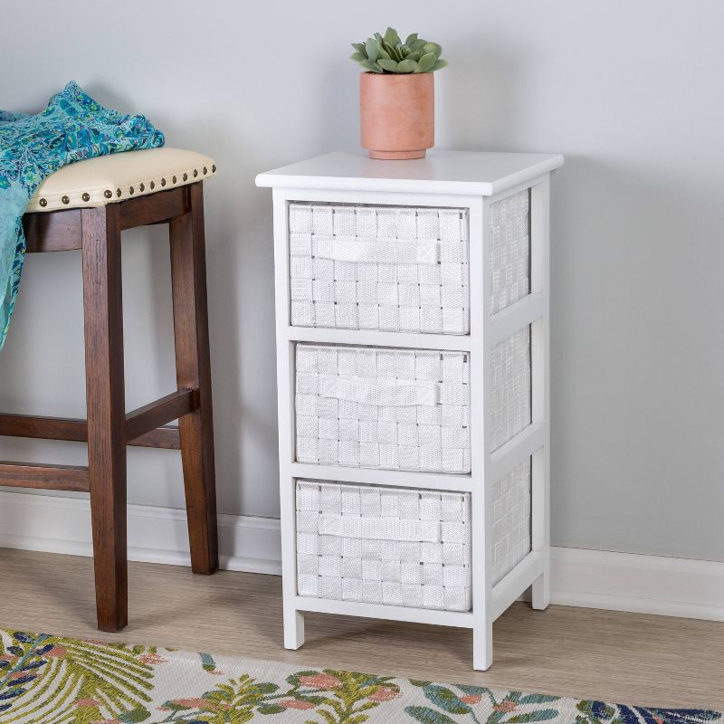 Honey-Can-Do 3 Drawer Chest White: Decorative Storage Drawers, Wood Surface, 24" Height, 12" Depth, 3 Shelves