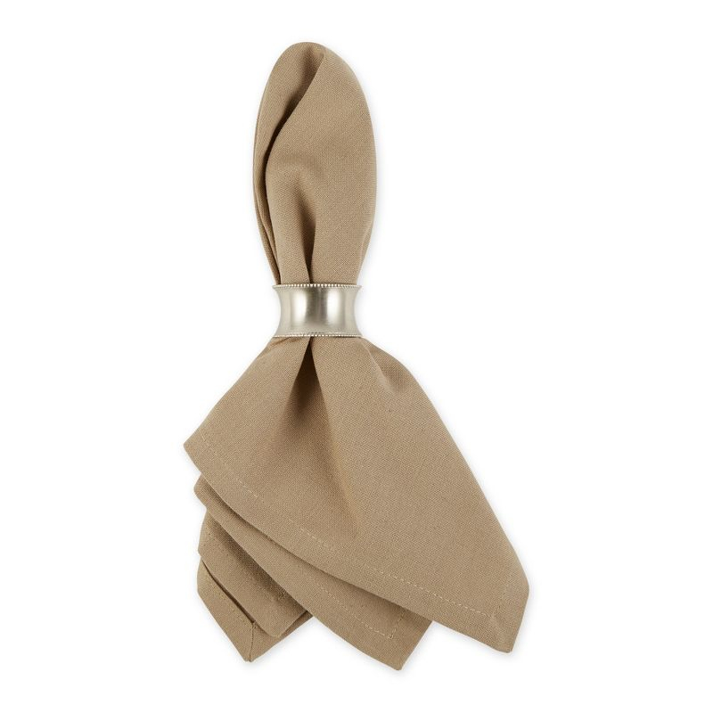 Design Imports  Solid Cotton Napkin Set 6 Piece, Stone, 20X20"